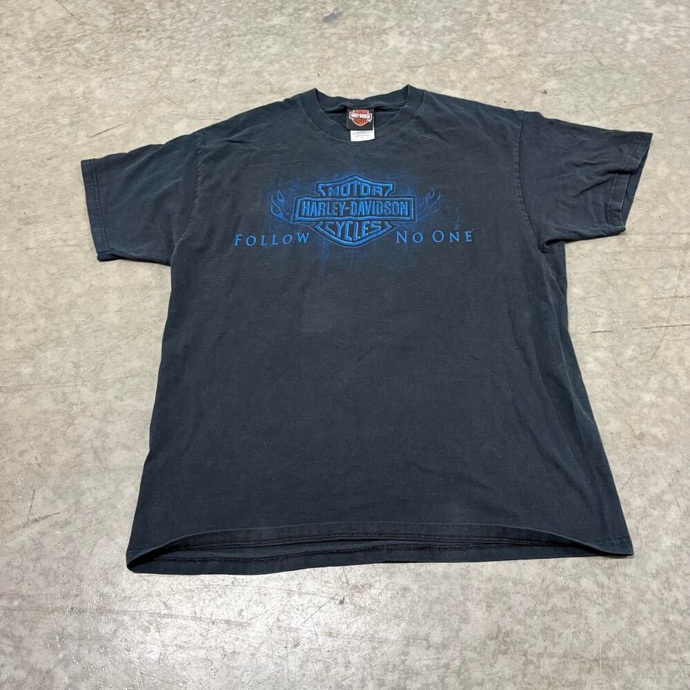 Harley-davidson Men's Black and Grey T-shirt
